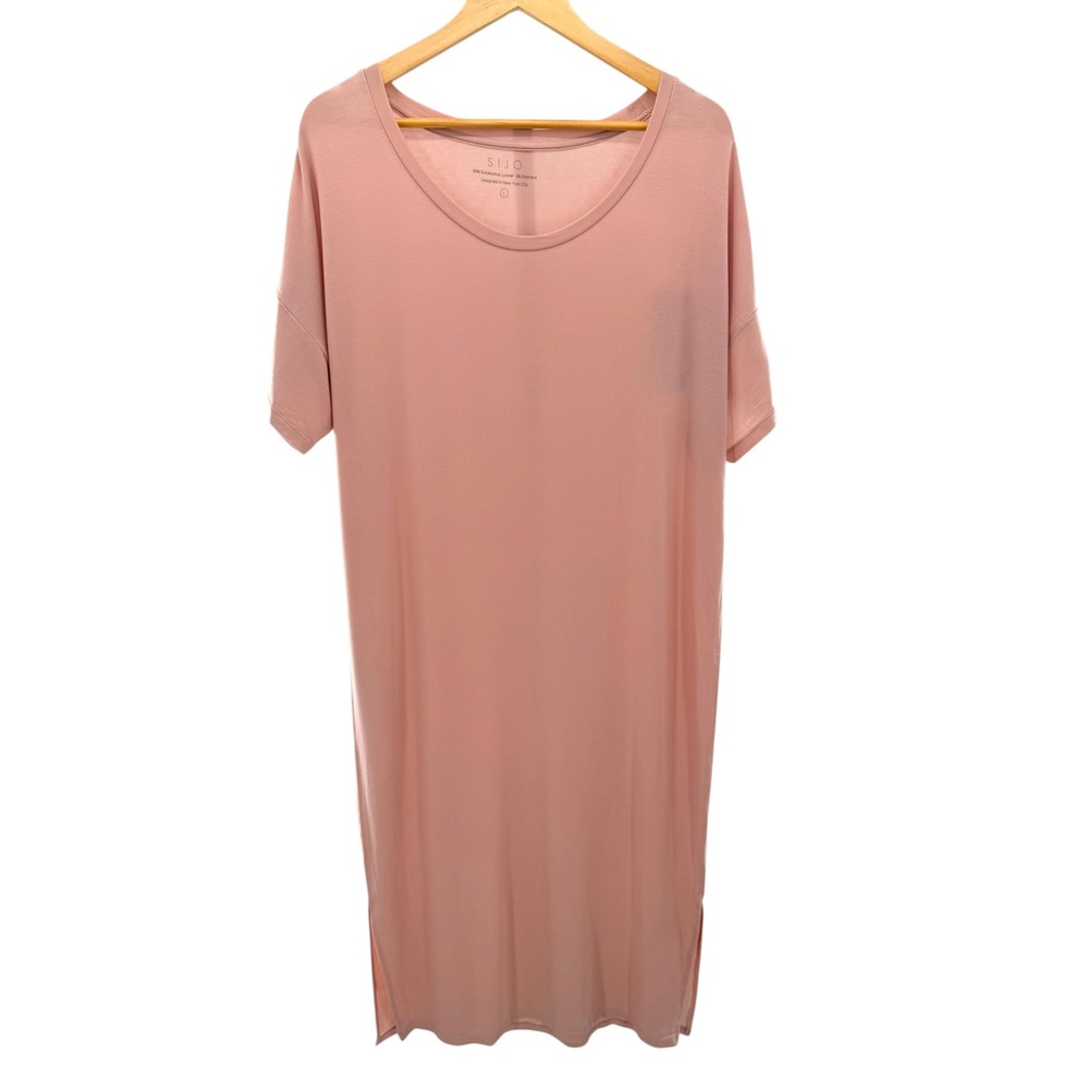 Sijo Eucalyptus Tencel Lyocell Short Sleeve Sleep Dress Rose Pink Large New Soft